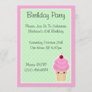 Kawaii Ice Cream Cone Birthday Party Kaart