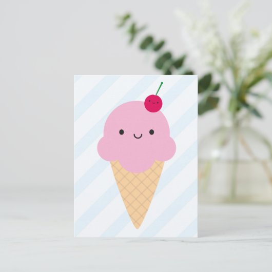 Kawaii Ice Cream Cone Briefkaart (Staand voorkant)