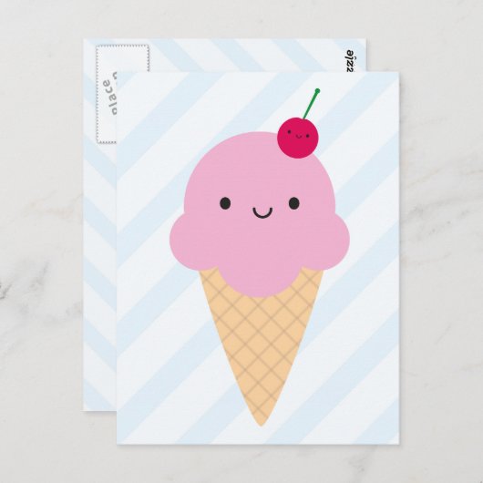 Kawaii Ice Cream Cone Briefkaart (Voorkant / Achterkant)