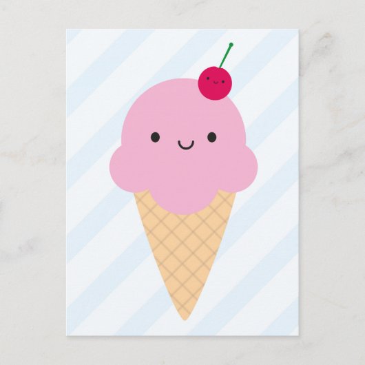 Kawaii Ice Cream Cone Briefkaart (Voorkant)