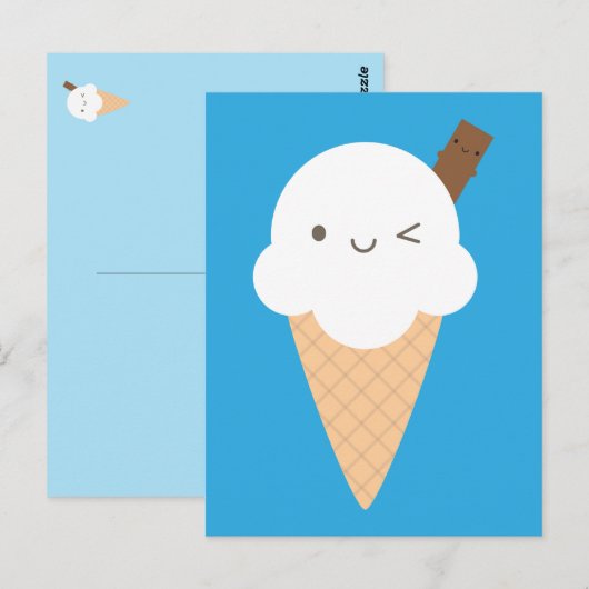 Kawaii Ice Cream Cone Briefkaart (Voorkant / Achterkant)
