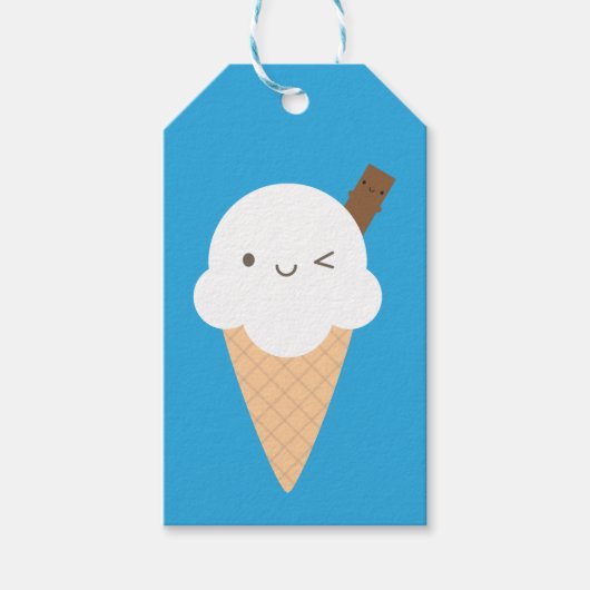 Kawaii Ice Cream Cone Cadeaulabel (Voorkant)