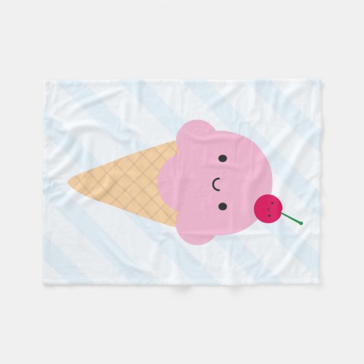 Kawaii Ice Cream Cone Fleece Deken (Voorkant (Horizontaal))