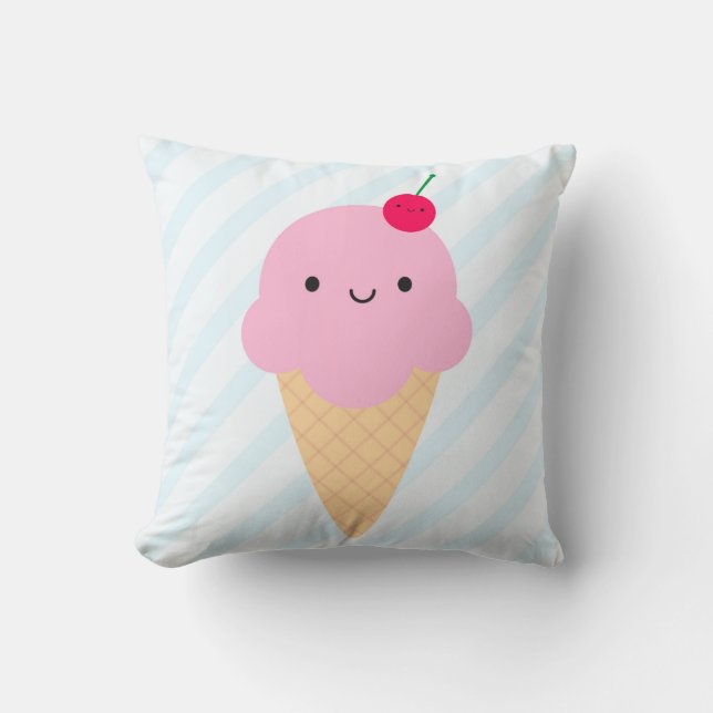 Kawaii Ice Cream Cone Kussen (Voorkant)