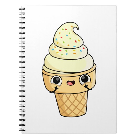 Kawaii Ice Cream Cone Notitieboek (Voorkant)