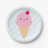 Kawaii Ice Cream Cone Papieren Bordje (Voorkant)