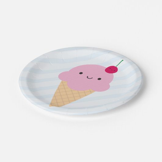 Kawaii Ice Cream Cone Papieren Bordje (Gekanteld)