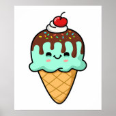 Kawaii Ice Cream Cone Poster (Voorkant)