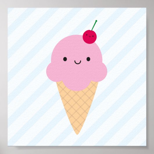 Kawaii Ice Cream Cone Poster (Voorkant)