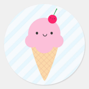 Kawaii Ice Cream Cone Ronde Sticker