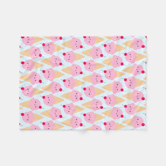 Kawaii Ice Cream Cones Fleece Deken (Voorkant (Horizontaal))