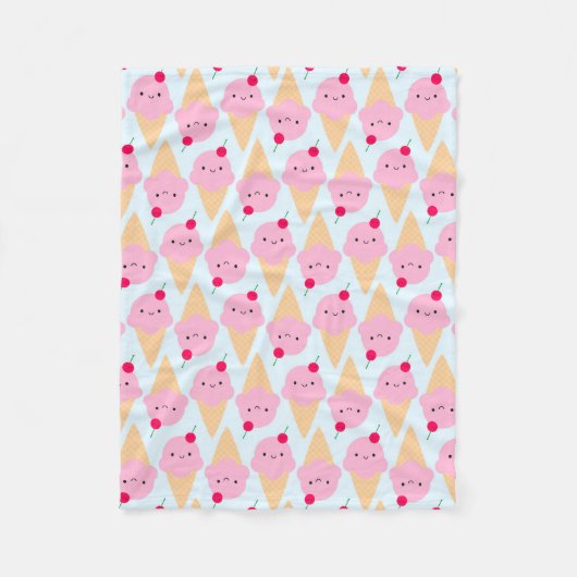 Kawaii Ice Cream Cones Fleece Deken (Voorkant)