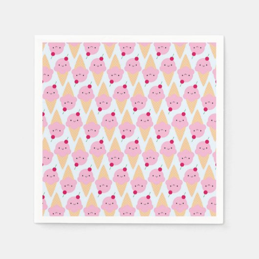 Kawaii Ice Cream Cones Servetten (Voorkant)