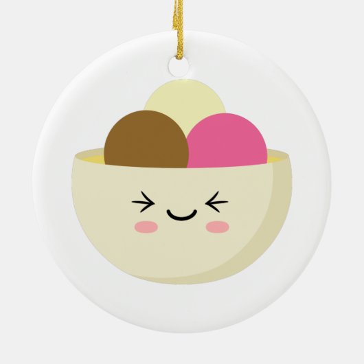 Kawaii Ice Cream Keramisch Ornament (Achterkant)
