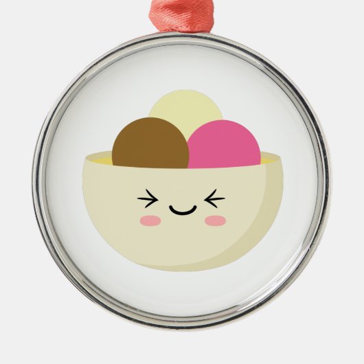 Kawaii Ice Cream Metalen Ornament (Voorkant)