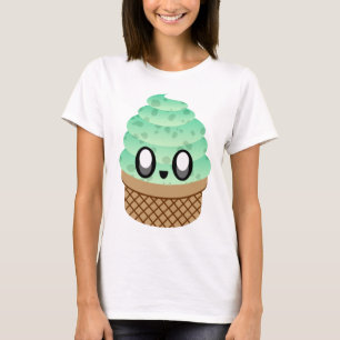 KAWAII ICE CREAM MINT CHOCOLATE CHIP CONE T-SHIRT