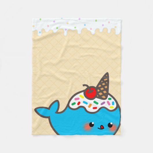 Kawaii Ice Cream Narwhal Fleece Deken (Voorkant)