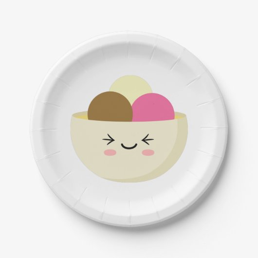 Kawaii Ice Cream Papieren Bordje (Voorkant)
