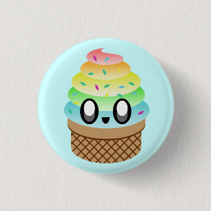 KAWAII ICE CREAM RAINBOW CONE PIN-BUTTON RONDE BUTTON 3,2 CM