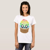 Kawaii Ice Cream Rainbow Cone T-shirt (Voorkant volledig)