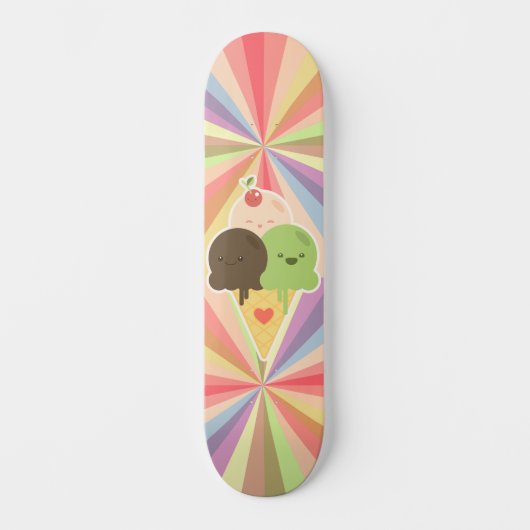 Kawaii Ice Cream Rainbow Persoonlijk Skateboard (Voorkant)