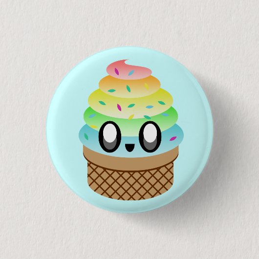 KAWAII ICE CREAM REGENBOOG KEGEL PIN BUTTON (Voorkant)