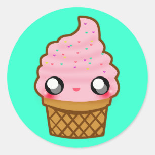 Kawaii Ice Cream Ronde Sticker
