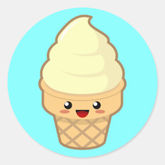Kawaii Ice Cream Ronde Sticker