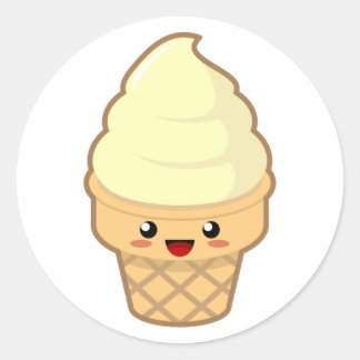 Kawaii Ice Cream Ronde Sticker