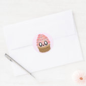 Kawaii Ice Cream Strawberry Strooiers Ronde Sticker (Envelop)
