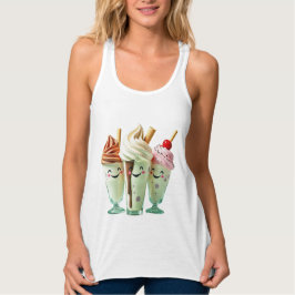 Kawaii Ice Cream Trio Cute Dessert Characters Tanktop
