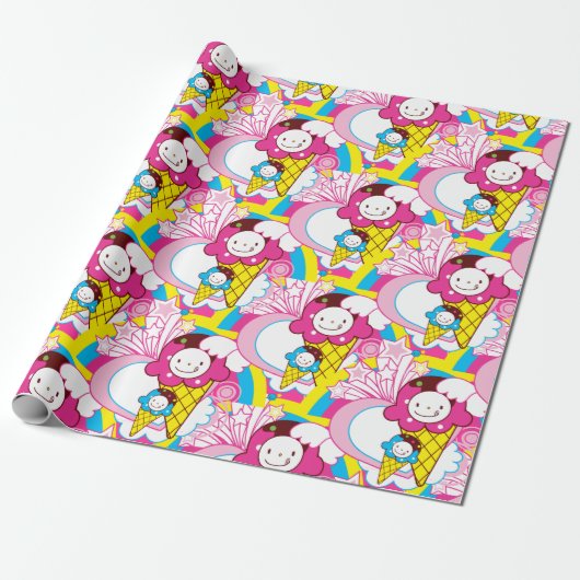 Kawaii Ice Cream Uber Cute Cadeaupapier (Uitgerold)