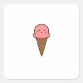 Kawaii Ice Cream Vierkante Sticker (Voorkant)