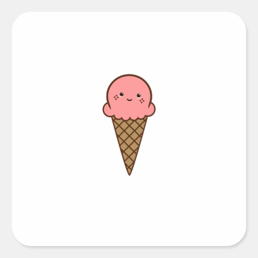 Kawaii Ice Cream Vierkante Sticker (Voorkant)
