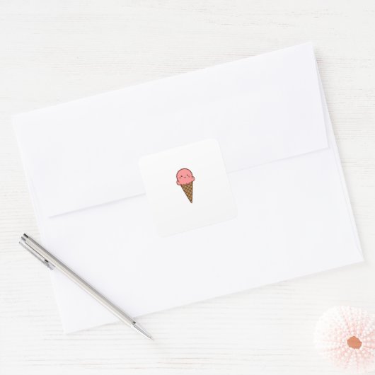 Kawaii Ice Cream Vierkante Sticker (Envelop)