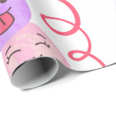 Kawaii Ice Creams Pattern, Kawaii Character Ice Cr Cadeaupapier (Rol Hoek)