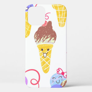 Kawaii Ice Creams Pattern, Kawaii Character Ice Cr Case-Mate iPhone Case