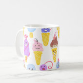 Kawaii Ice Creams Pattern, Kawaii Character Ice Cr Koffiemok (Voorkant links)