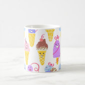 Kawaii Ice Creams Pattern, Kawaii Character Ice Cr Koffiemok (Center)