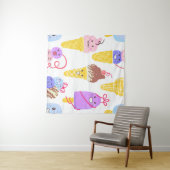 Kawaii Ice Creams Pattern, Kawaii Character Ice Cr Wandkleed (In Situ (horizontaal))