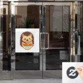 Kawaii-Igel mit Ramen – Niedliches Foodie Raamsticker (Kantoordeur)