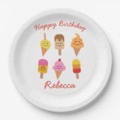 Kawaii IJs en ijsje Verjaardag Papieren Bordje (Voorkant)