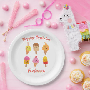 kawaii Ijs en Popsicle Verjaardag  Papieren Bordje