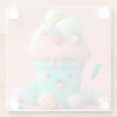 Kawaii-ijs Glazen Onderzetter (Achterkant)