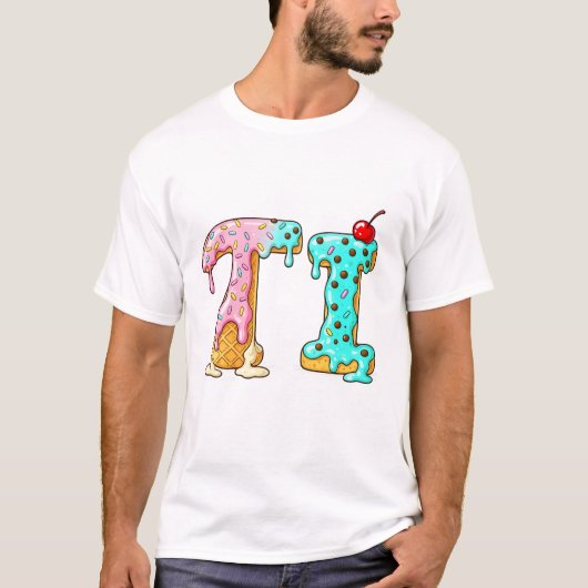 Kawaii ijs initial Zoete Ijs Letter T-shirt (Voorkant)
