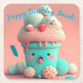 Kawaii-ijs Kartonnen Onderzetters (Voorkant)