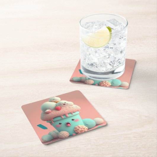 Kawaii-ijs Kartonnen Onderzetters (Insitu)