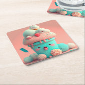 Kawaii-ijs Kartonnen Onderzetters (Schuin)