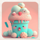 Kawaii-ijs Kartonnen Onderzetters (Voorkant)