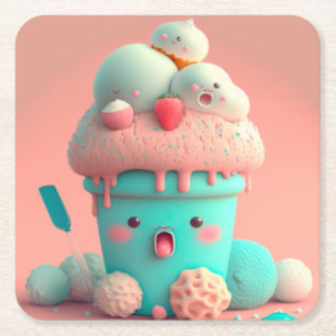 Kawaii-ijs Kartonnen Onderzetters
